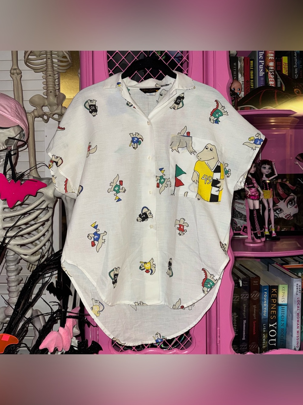 VTG Steven Edwards dinosaur button down shirt size small